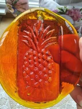 Vintage Amberina Glass Pineapple Sunketcher